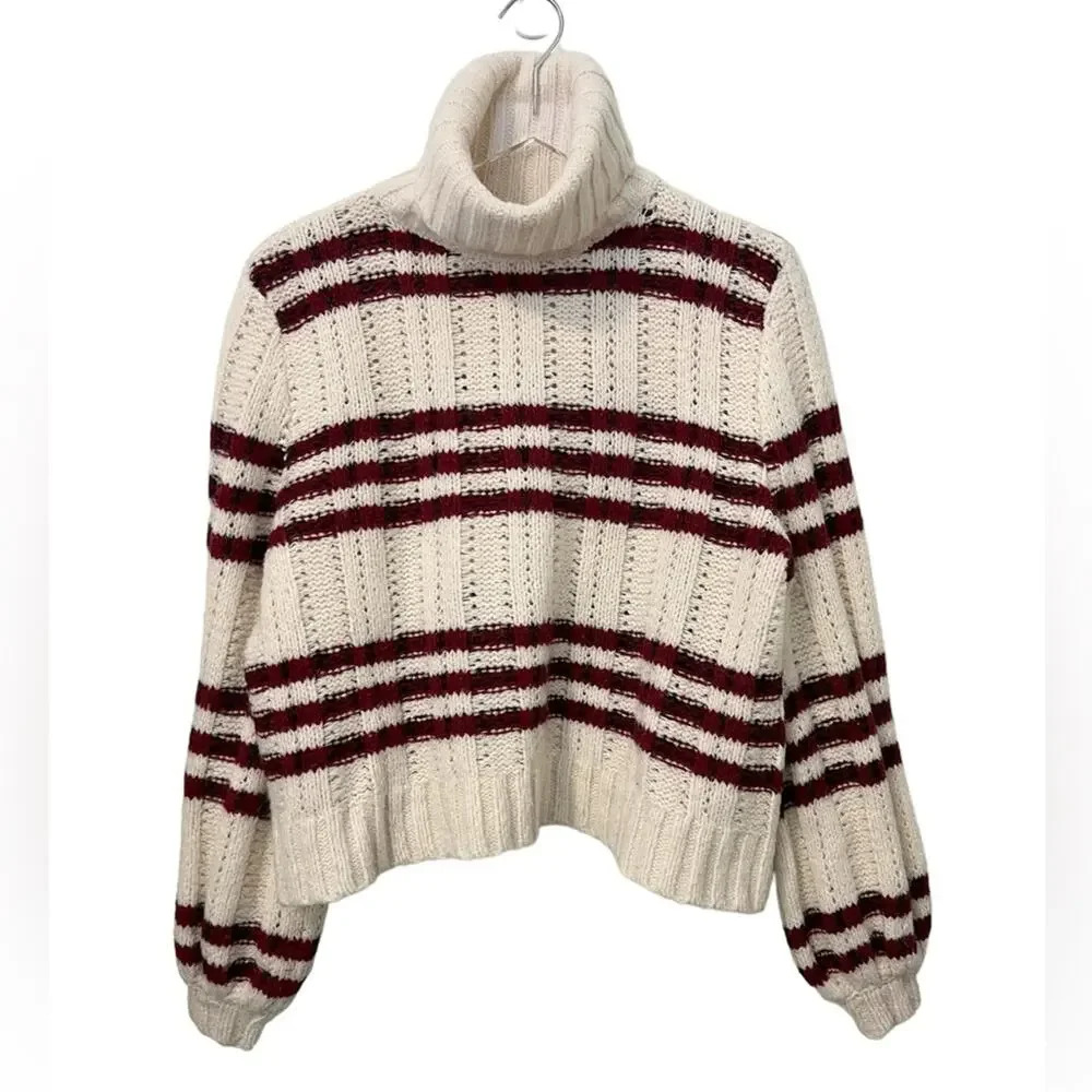 A.L.C. Zaira Striped Turtleneck Sweater Mohair Blend size XS